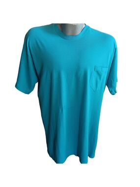 XL True Vintage T-shirt Single Stitch Teal Crewneck T-Shirt Stash Pocket 1990s